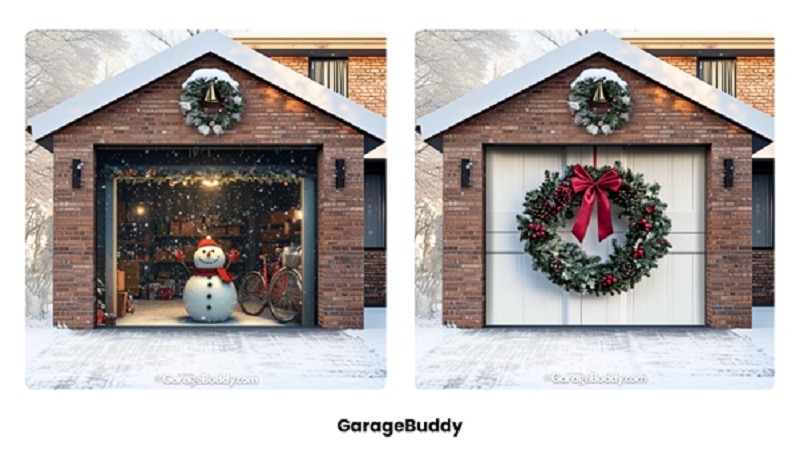 How to Use Wreaths, Bows, and Lights to Dress Up Your Garage for Christmas